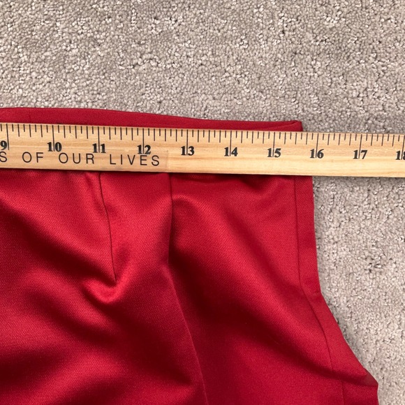 Kasper Skirt Suit Womens 10 Red Satin Shimmer Ruffle Peplum Holiday Romantic - Picture 12 of 16